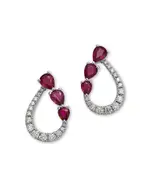 Bloomingdale's Fine Collection Ruby & Diamond Pear Open Stud Earrings in 14K White Gold