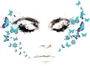 Pinenjoy Blue Butterfly with Beautiful Girl Eyes Wall Decal Long Eyelash Wall Stickers 39.7x27.6inch DIY Removable Self-Adhesive Vinyl Wall Clings for Bedroom Living Room Salon Decorations