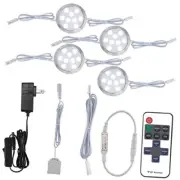 LED Closet Lights Kit, Linkable Wired Puck Light, 4 Lights, 6000K Cool White