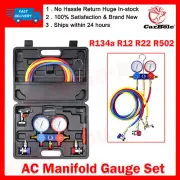 3 Way AC Manifold Gauge Sets for R134a R12 R22 R502 with Hoses Can Tap Adapters