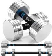 V2.0 Upgraded Adjustable Steel Dumbbells 40LB / 60LB - 2 in 1 Dumbbell Barbell S