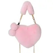 Nevenka Furry Purse For Girls Heart Shaped Fluffy Chain Shoulder Bag-Light Pink