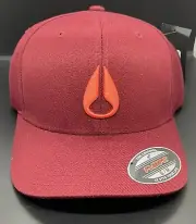 Nixon Deep Down Flexfit Wings Logo Trucker Hat Burgundy Red S/M Small Medium New