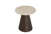 Raimon Furniture Louie Artificial Marble Wooden Laminated Round End Lamp Side Table Travertine