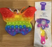 Stress Anxiety Pop Fidget Toy Bundle 1 Butterfly Bag & 1 LED Pop Bubble Bracelet