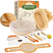 Banneton Bread Proofing Basket Set,10 Inch Round & 9 Oval Sourdough Bread Bak...