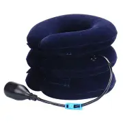 PVC Inflatable Cervical Collar Neck Relief Traction Brace Support Pillow Device BLUE COLOR