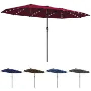 Outsunny Double-Sided Sun Umbrella, Garden Parasol with Light