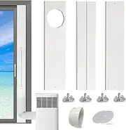 Fioral Sliding Door AC Vent Kit,Sliding Window Air Conditioner Vent Kit,For 5.1'' and 5.9'' Diameter Portable AC Exhaust Hose, Universal PVC Balcony Seal Kit Plates, Adjustable Max Length to 93 Inch
