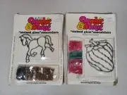 2 Vintage Makit & Bakit Stained Glass Suncatchers Craft Kits Unicorn Strawberry