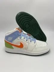 Nike Air Jordan 1 Mid SE GS Size 4Y 'STITCH' Sail/Orange DX2462-100