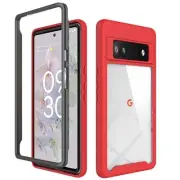 "GSA Strong Transparent Case for Google Pixel 6a - Shockproof Clear/Red"