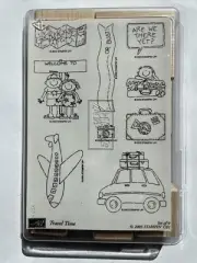 Stampin Up Travel Time Rubber Stamp Wood Mounted Set Craft Cards Hobby Journal