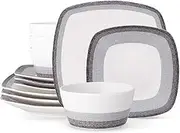 Noritake Colorscapes Layers Charcoal 12-Piece Square Set in Grey/White