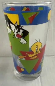 Tweety Bird & Sylvester Drinking Glass 1995 TM/MC Warner Bros New