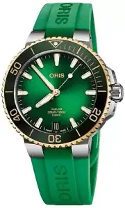 Oris Aquis Automatic Green Dial Green Rubber Divers Mens Watch 400 7769 6357-RS