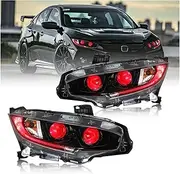 LED Headlights With Double Devil Eyes HeadLamps Assembly Car Accessories Compatible With Civic/Hatchback 10thGen 2016-2020