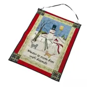 Winter Fun Snowmen Kitty Cat Family Tapestry Bannerette Wall Hanging Cindy Shamp
