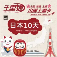 在飛比找momo購物網優惠-【千里通】日本上網卡10日 10GB上網吃到飽(日本網卡 1