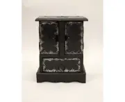 Black jewelry box cabinet - antique style with 2 lockable drawers