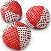 Speevers Juggling Balls for Beginners and Professionals Set of 3, 14 Colors Available, 2 Layers of Net and Carry Case, Xballs Juggling Balls (White - Red, 4.2 oz)