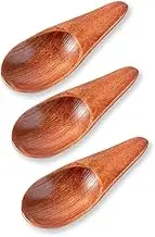 WELANGBN 3 Pieces Mini Wooden Spoons, Small Salt Spoon with Short Handle Mini Wood Scoop for Spice Jars Tea Coffee Milk Powder, 2.76 inch, Brown