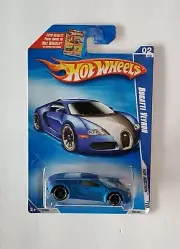 2010 Hot Wheels Hot Auction Bugatti Veyron Blue 02/10 With Protector