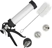 15" Beef Jerky Gun Food Grade Aluminium - Homemade Sausage Making Cannon Kit Stainless Steel Beef Stick Maker Kit with Round Flat Nozzle for Cooking