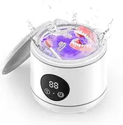 [Dtsyteep] Ultrasonic Retainer Cleaner, 45kHz Denture Cleaner Machine for Mouth Guards, Braces, Toothbrush Heads, Jewelry, Ring, 7.8oz Portable Dental Cleaning Pod with 3 Modes and Digital Timer