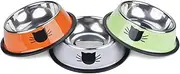 Legendog Cat Bowl Pet Bowl Stainless Steel Cat Food Water Bowl with Non-Slip Rubber Base Small Pet Bowl Cat Feeding Bowls Set of 3 (Multicolor)