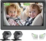 IPOZITO Car Camera for Baby Monitor for 2 Kids 5 inch Display HD 1080P Dual-Channel Baby Car Camera with IR Night Vision Adjustable Bracket Lengt Clear Wide View for Rear Facing Seat