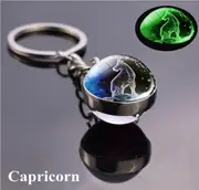 1x Keychain Constellation Keyring Luminous Glass Ball Pendant - Capricorn