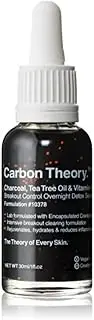 [Carbon Theory] Charcoal, Tea Tree Oil & Vitamin E Breakout Control Overnight Detox Facial Serum | Natural, Vegan And Cruelty Free | 30ml