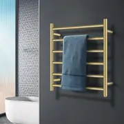 ACA 6 Bars Round Heated Towel Rail Rack Warmer Wall Mounted Stainless Steel Brushed Yellow Gold SAA