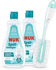 NUK Baby Bottle Cleanser & Bottle Brush | 2 x Bottle Cleaner, 1 x Twist Bottle & Teat Brush | 500 ml | Ideal for Cleaning Baby Bottles, Teats & Accessories | Fragrance Free Cleaner | pH Neutral