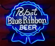 Pabst Blue Ribbon Beer 17"x14" Neon Light Lamp Sign Lamp Bar Open Glass Display