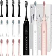 MSETGRD 3 Pack 2 Min and 30s Timer Toothbrush Electric Toothbrush with 12 Brush Head