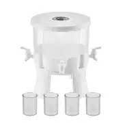 Elosung Water Bottle + 4 Cups Large Capacity Rotating Beverage Dispenser With Faucet Multi Compartment Refrigerator Jug For Juice Tea And Drinks Dispe
