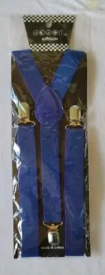 Men's clip-on suspenders Costume Halloween Deep Blue Tux Prom