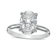 3.0 CT. Certified Oval Lab-Created Diamond Solitaire Engagement Ring in Solid 14K White Gold (F/VS2)