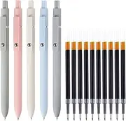 5 PCS Pens Set with 10 refill, 0.5mm Fine Point Black Ink Pens with Cute Morandi Design, Smooth Writing Rollerball Pens for Journaling Note Taking