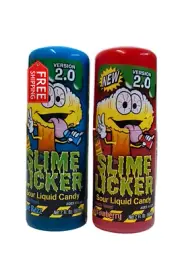 Toxic Waste Slime Licker Sour Candy 2-Pack - Blue Raspberry & Strawberry Fun