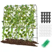 Costway U-Shaped Tall Cucumber Trellis Outdoor Plant Grow Support Frame w/Netting for Vegetable Fruit Flower Tomato Vine