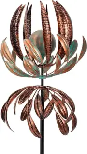 Wind Spinner Lotus Large Kinetic Metal Sculpture Outdoor Garden Lawn Decoration