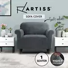 Artiss Velvet Sofa Cover Plush Couch Cover Lounge Slipcover 1 Seater Grey