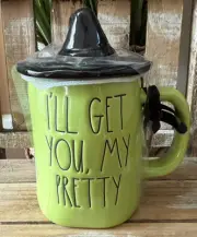 Rae Dunn “I’ll Get You My Pretty” - Wizard Of Oz Green Mug With Witch Hat Topper