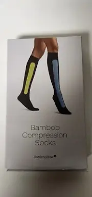 Bamboo Compression Socks Ostrichpillow Blue Azure & Yellow Moss size L/XL New