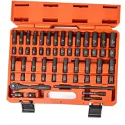 02437A 1/4" Drive Impact Socket Set | 54 Piece MM & SAE | 3/16” – 9/16” & 4 –