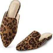 [ATHMILE] Mules for Women Flats Slides Comfortable Pointed Toe for Business Work Dress Casual Teacher Easy Slip on Shoes