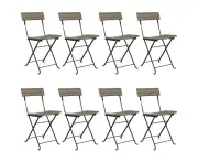 vidaXL Folding Bistro Chairs 8 pcs Grey Poly Rattan and Steel